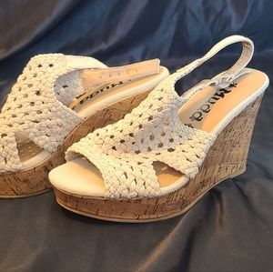 Tan Crochet top Wedges MUDD